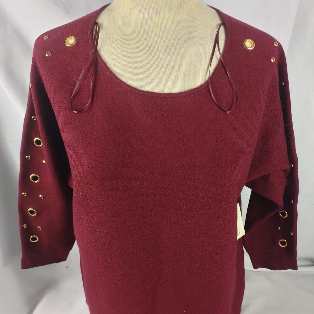 Cactus & Pearl Women's Maroon 3/4 Sleeve Pullover Heavyweight Top Size Small NWT